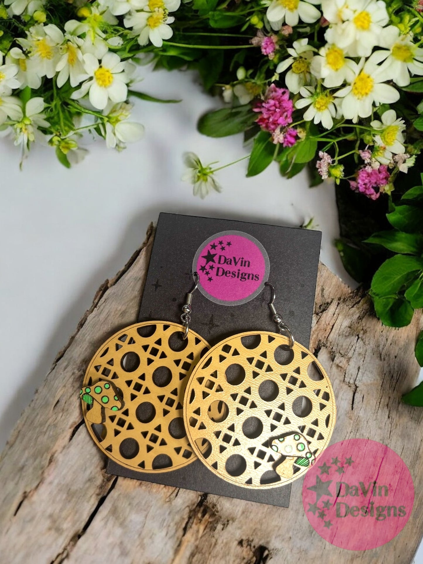 Rattan Mushroom Round Earrings