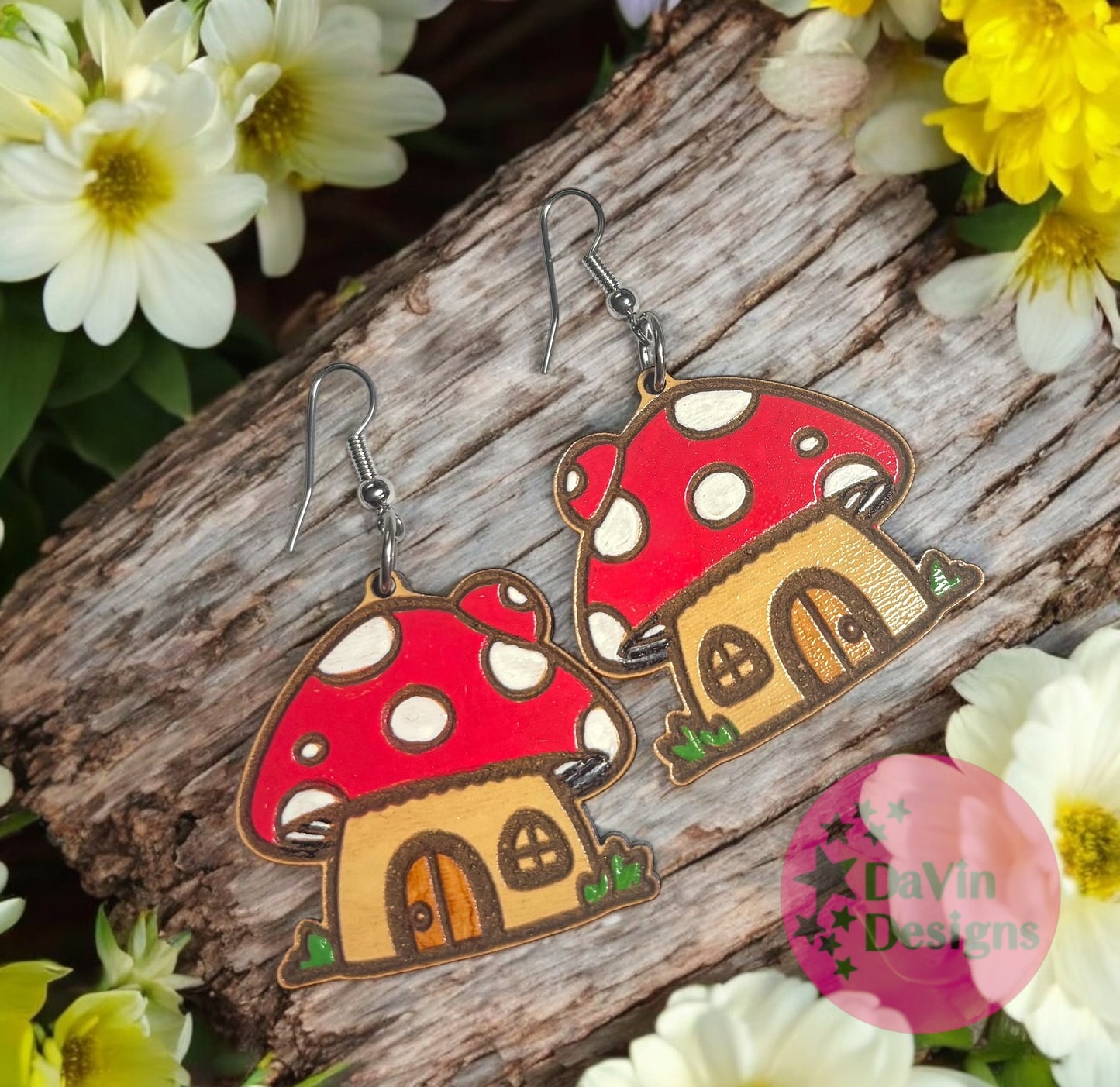 Mushroom House Earrings