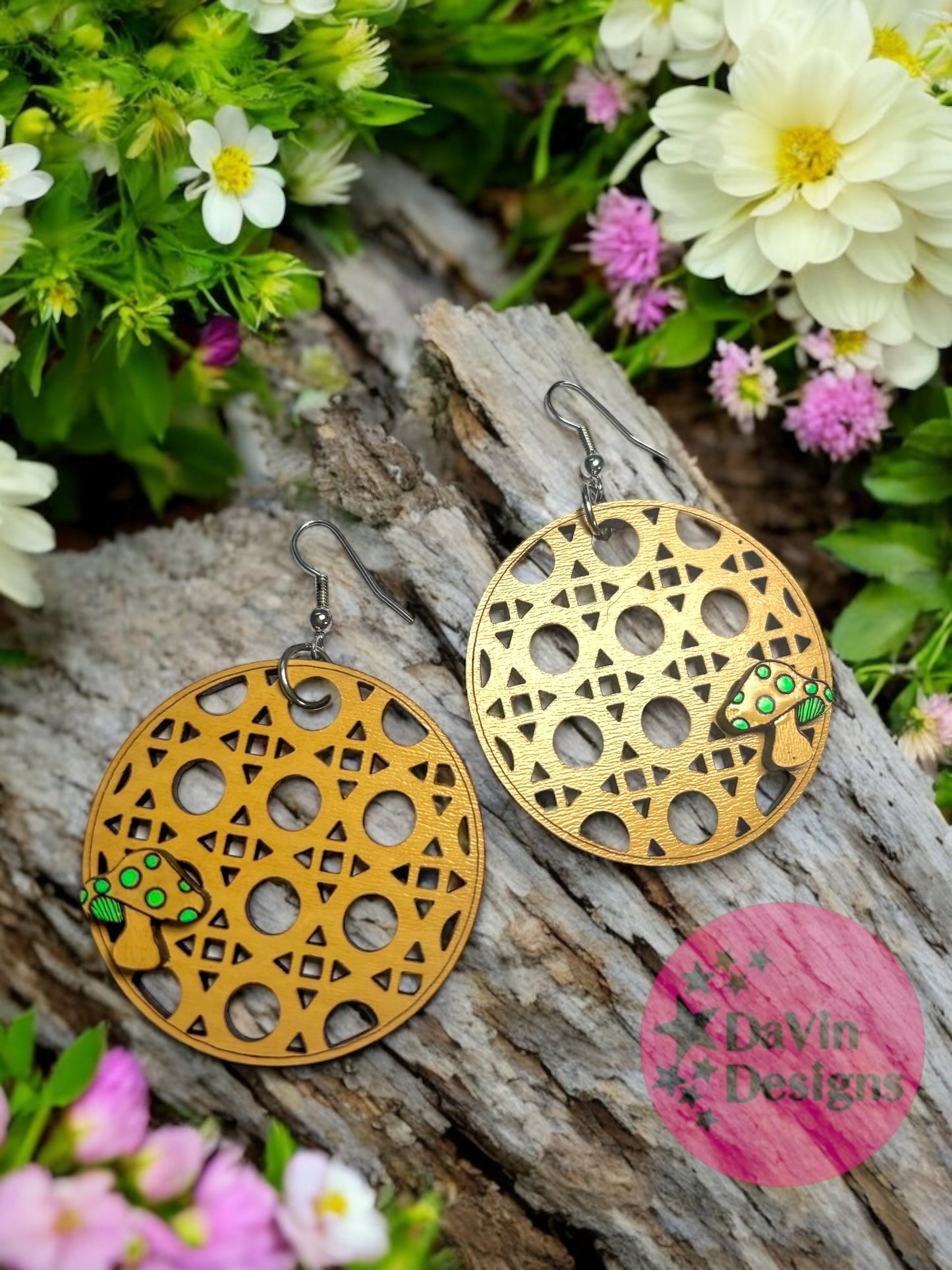 Rattan Mushroom Round Earrings