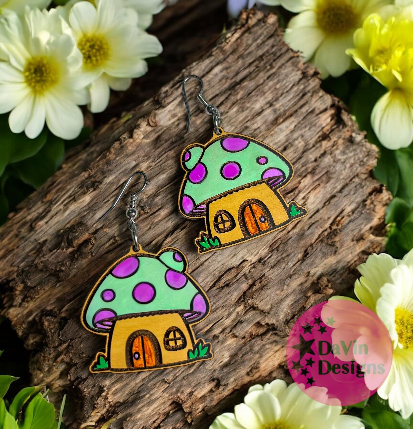 Mushroom House Earrings