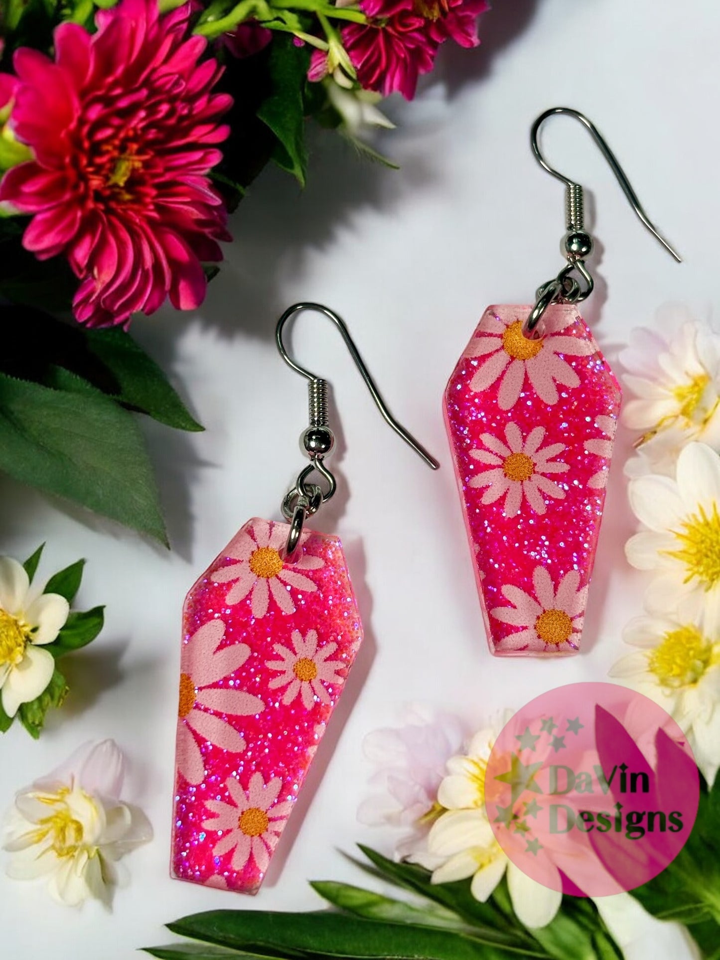 Large Glitter Coffin Earrings