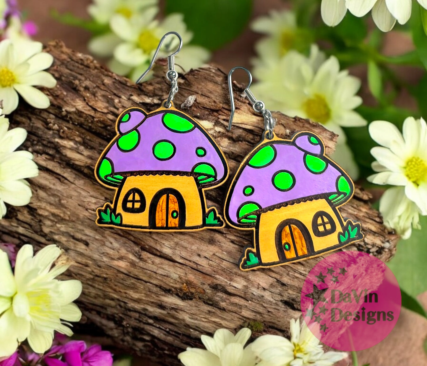 Mushroom House Earrings