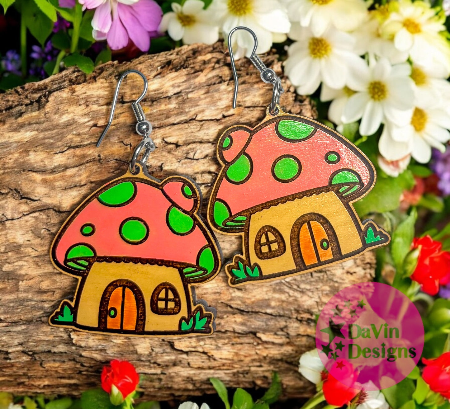 Mushroom House Earrings