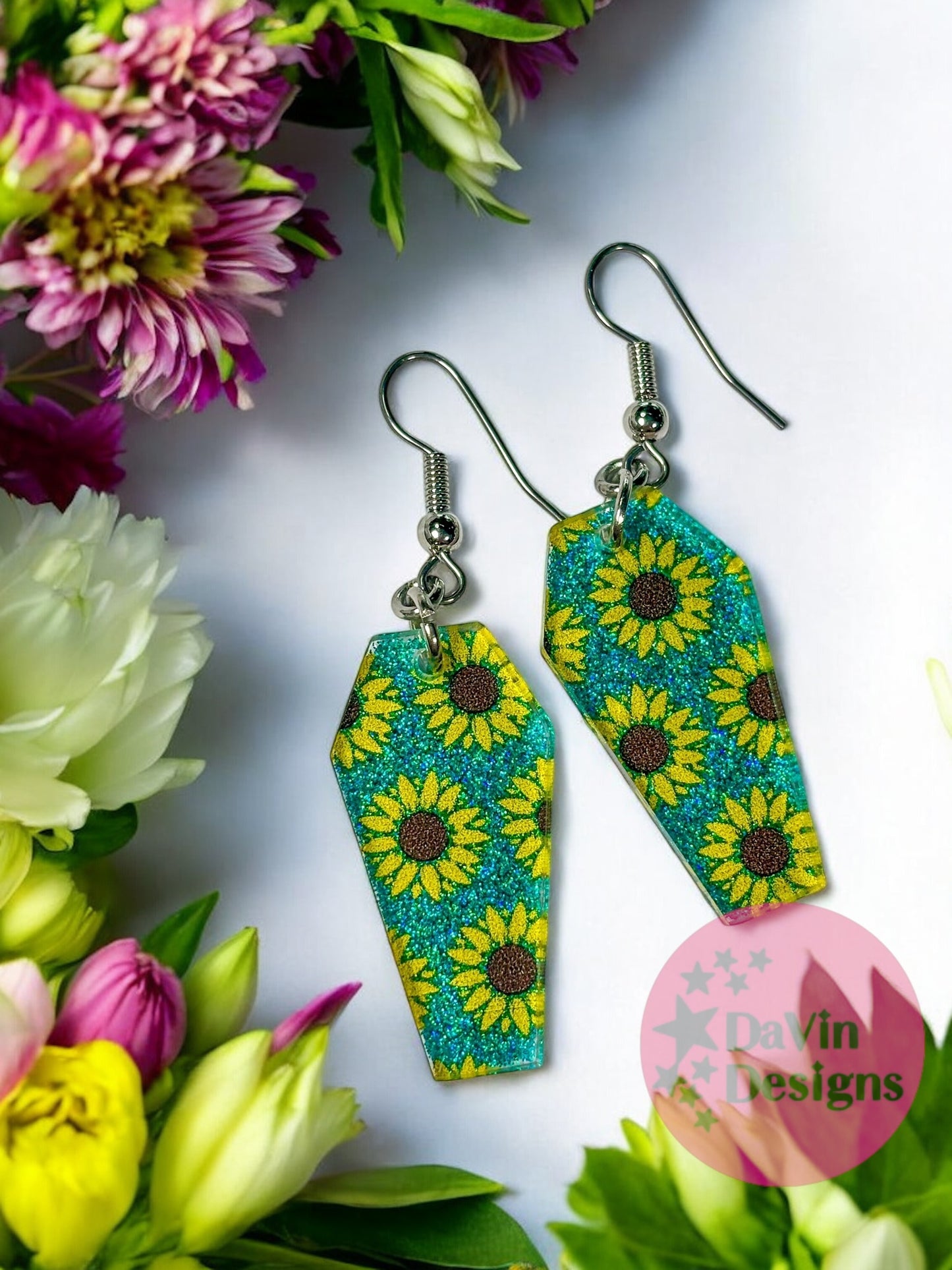 Large Glitter Coffin Earrings