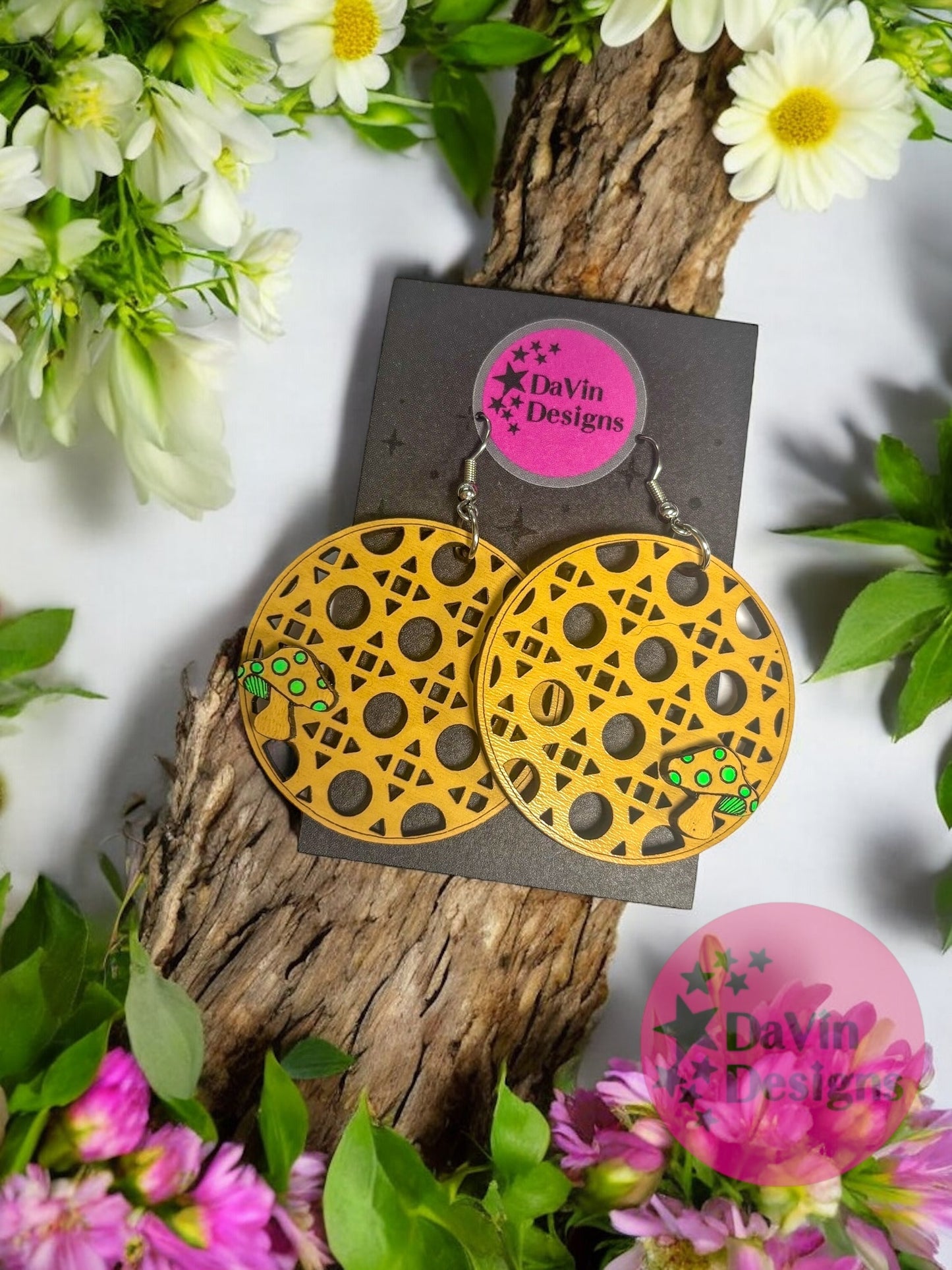 Rattan Mushroom Round Earrings