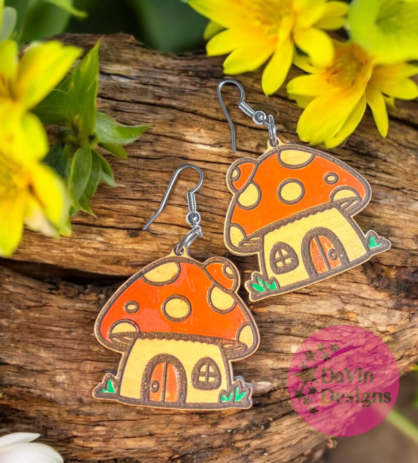 Mushroom House Earrings