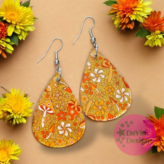 Groovy Mushroom Teardrop Earrings